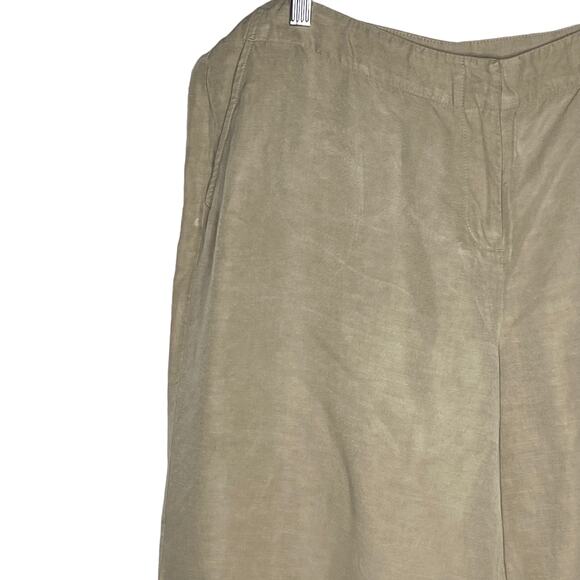 J Jill Womens Size 14 Tan Wide Leg Capri Pants Silk Linen Flat Front Crop - Picture 2 of 9